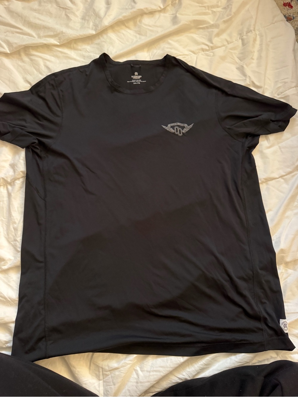 Reigning Champ Black Short-Sleeve Performance Tee with Subtle Logo